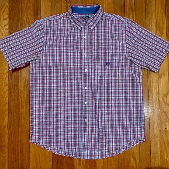 Vintage 90s Ralph Lauren Chaps Checkered Short Sleeve Shirt – Size Large - Picture 12 of 13